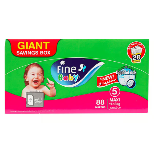 Picture of Fine Baby Diapers Size 5 Maxi 11-18kg Pack 88pcs