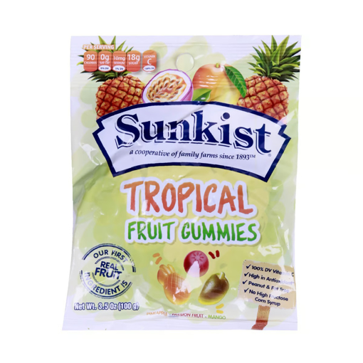 Picture of Sunkist Assorted Fruit Gummies Tropical 100g