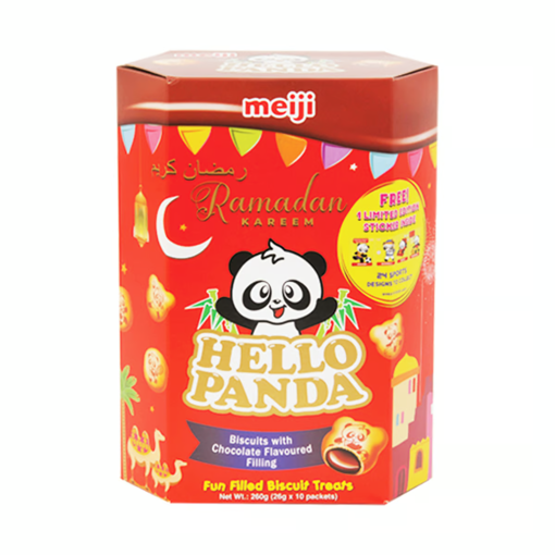 Picture of Meiji Hello Chocolate Flavoured Filling Panda Biscuits 260g