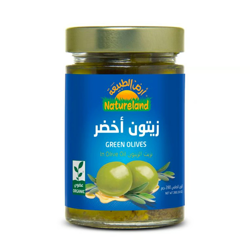 Picture of Natureland Organic Green Olives In Olive Oil 280 g