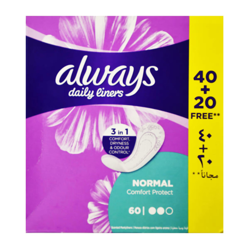 Picture of Always Comfort Regular Panty Liner Value Pack 40+20